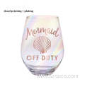 custom etched logo tumbler glasses/clear stemless wine glass